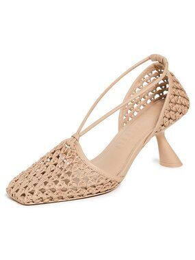 Cult Gaia Willa Pump in Leather and Raffia NIB, Size 38